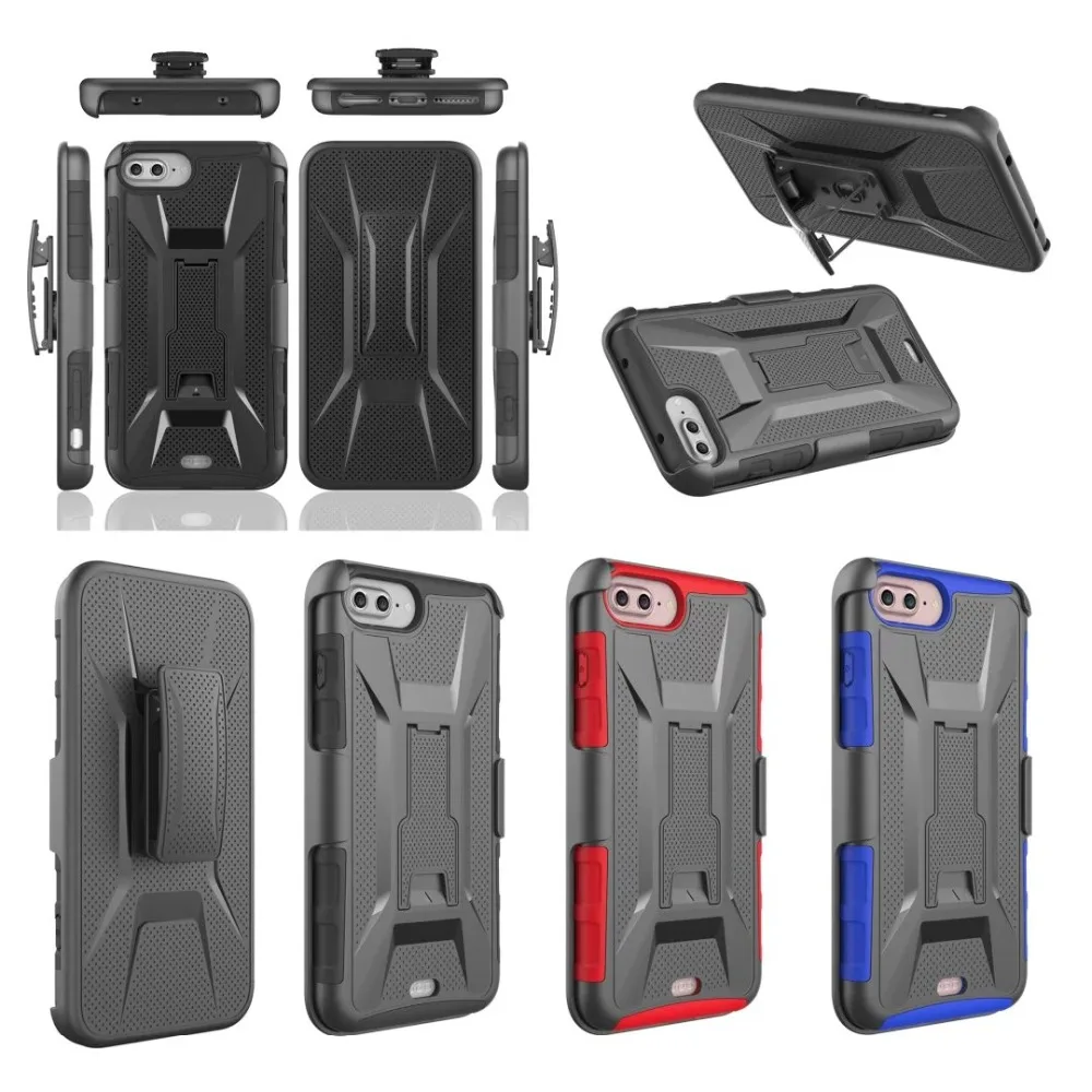 For iphone 8 Case 3 in 1 Armor Belt Clip Stand Military Armor Hard