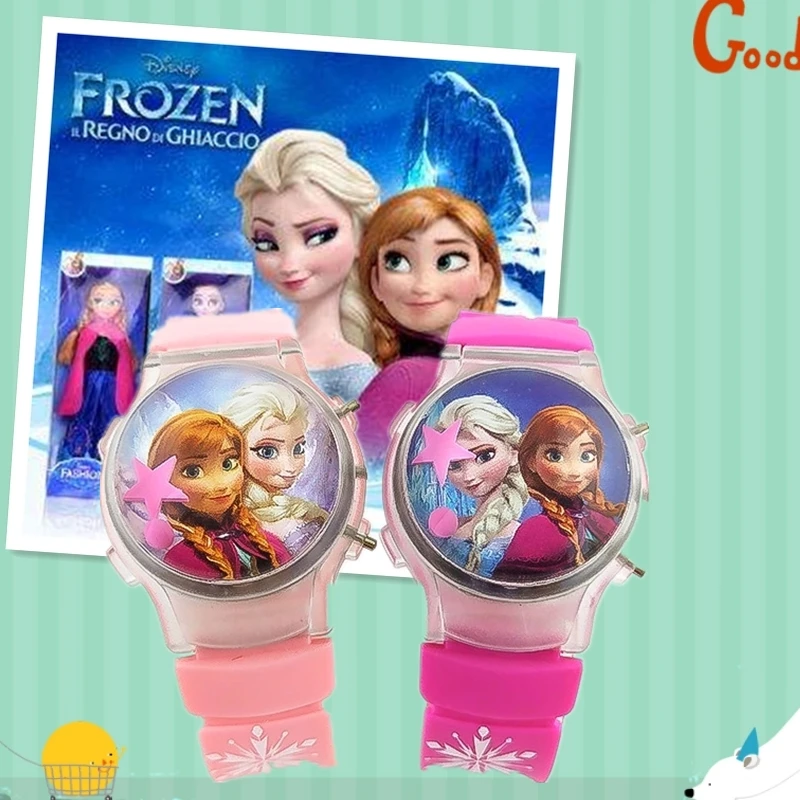 

Elsa girl children's watch with a flashing light on the frozen cartoon frozen star's calendar