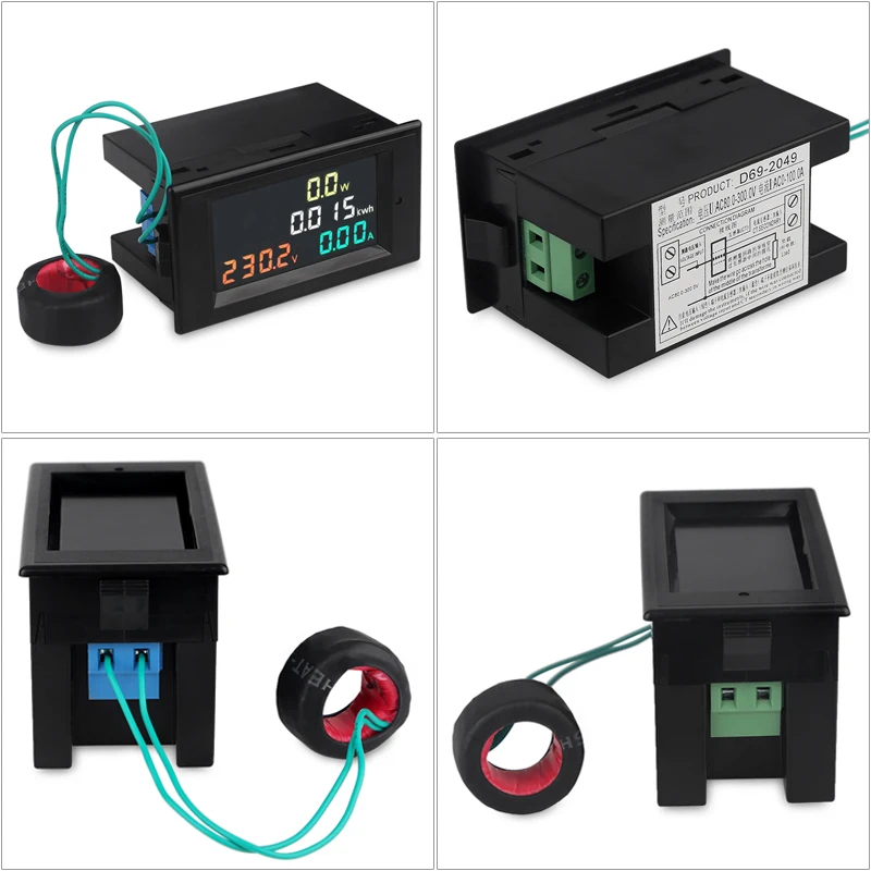AC 80-300V 100A Multi- Functional Volt Amp Meter Digital Voltmeter Ammeter Watt Active Power Energy Battery Monitor Multimeter