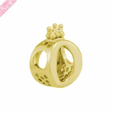 Блестящая Корона O очаровательные бусины для женщин ювелирные изделия делая в сияющем 18 К сияющем золотом с вырезами сердца DIY Fit PANDORA Подвески SH019