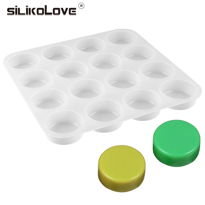 

SILIKOLOVE 16 Cavity Round Silicone Soap Mold DIY 3D Craft soap making Design Hand Made Silicone Cake Cookie Cupcake Molds