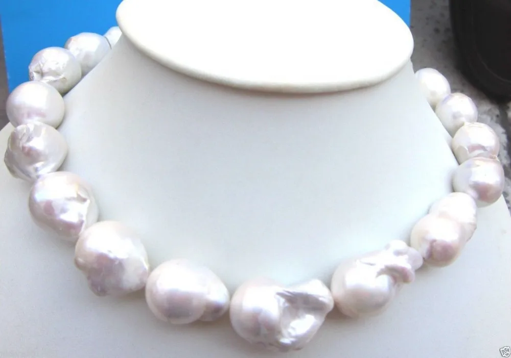 

huij 001192 HUGE 16~28MM NATURAL SOUTH SEA GENUINE WHITE BAROQUE PEARL NECKLACE