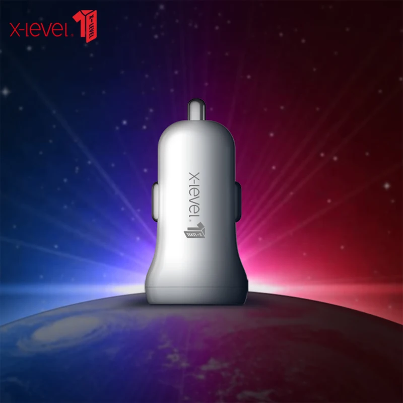 X-مستوى مصغرة المزدوج USB شاحن سيارة للهاتف 5 فولت 2.4A 2 ميناء USB سريع سيارة-شاحن المحمول الهاتف محول لسامسونج فون هواوي