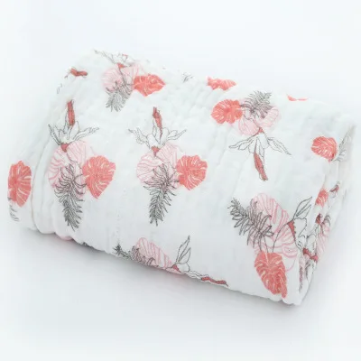 Organic Cotton Rose Red Muslin Baby Blankets Bedding Infant Swaddle Towel For Newborns Swaddle Blanket Baby Wrap - Цвет: 100x100 cm