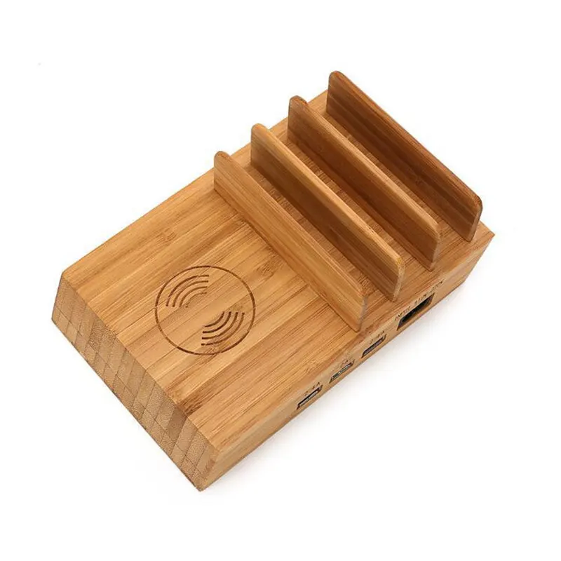 XINGDUO 2 в 1 bamboo QI быстрая Беспроводная зарядка 10.2A 3 модуль с разъемами usb зарядка Настольный планшет смартфон для iPhone для i pad