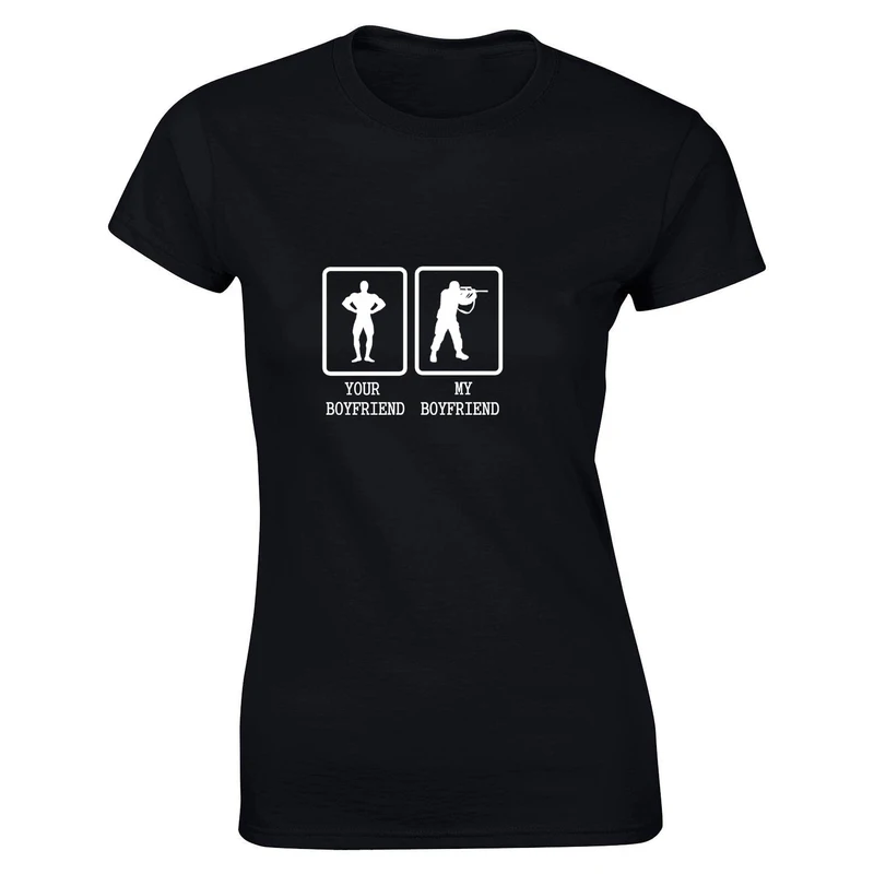 Your Boyfriend My Boyfriend Slim Short sleeved Solid Casual T Shirts