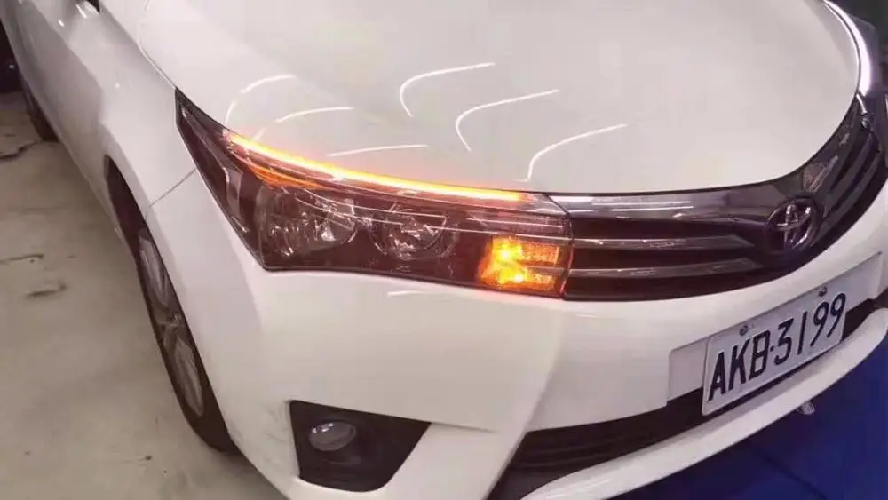 Для Toyota corolla- светодиодный DRL головной светильник для бровей, дневной ходовой светильник, противотуманная фара с плавным динамическим желтым указателем поворота