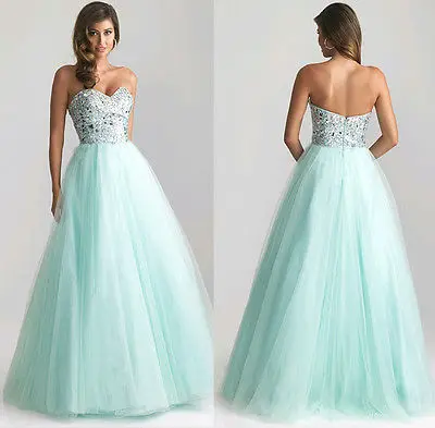 

Women Dress Princess Sleeveless Light Green Long Sexy Evening Party Ball Prom Gown Formal