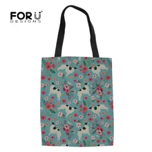FORUDESIGNS/Borzoi складная сумка для покупок с цветочным принтом женская Холщовая Сумка-тоут через плечо продуктовая Сумочка для покупок многоразовая тканевая сумка