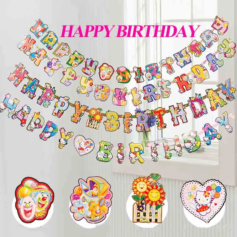 Bande Dessinee Couleur Joyeux Anniversaire Lettres Defilement Drapeaux En Papier Fete D Anniversaire Bannieres Suspendues Decoration Pcs Lot Sd460 Aliexpress