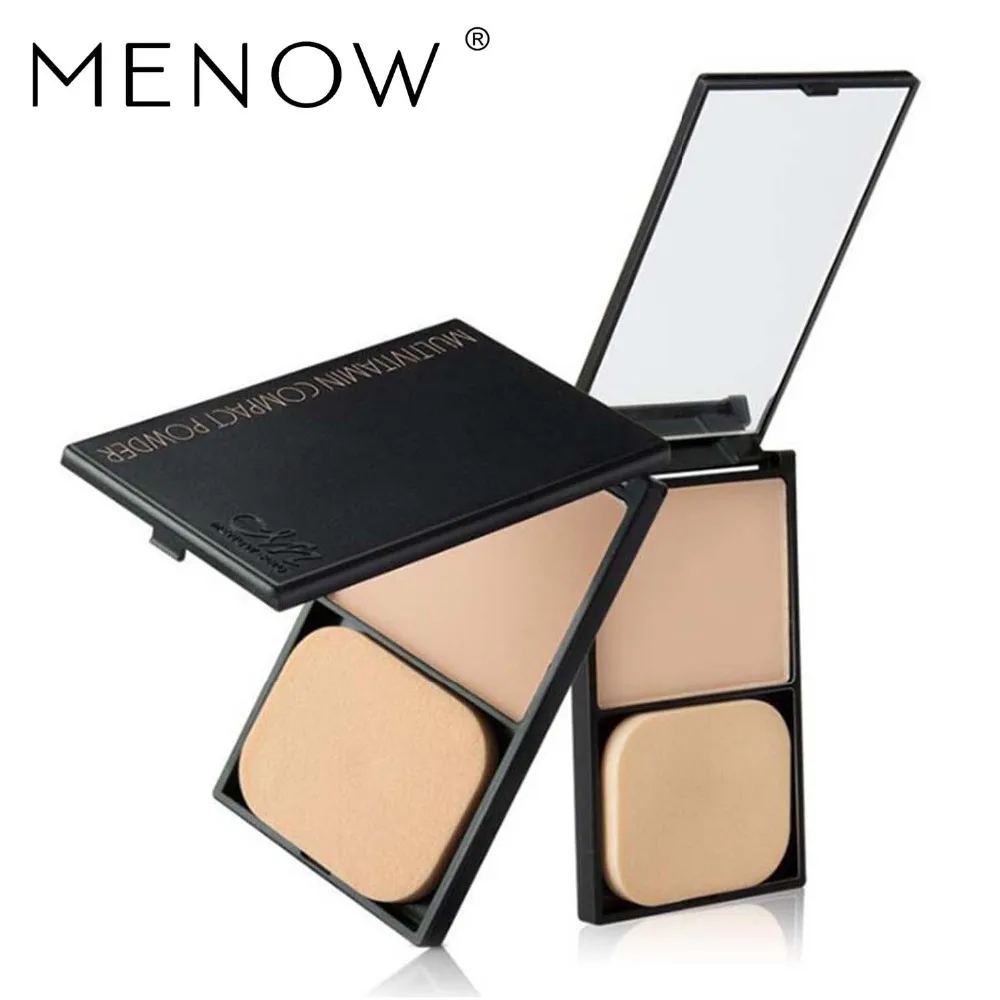 Menow face makeup pressed powder palette with puff brighten oil control
