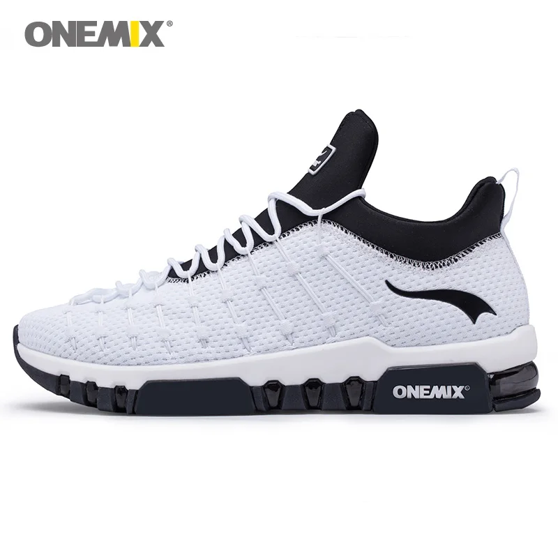 ONEMIX Max мужские кроссовки для бега, мужские трендовые спортивные кроссовки, черные спортивные ботинки, уличные кроссовки для тенниса и прогулок - Цвет: White Black