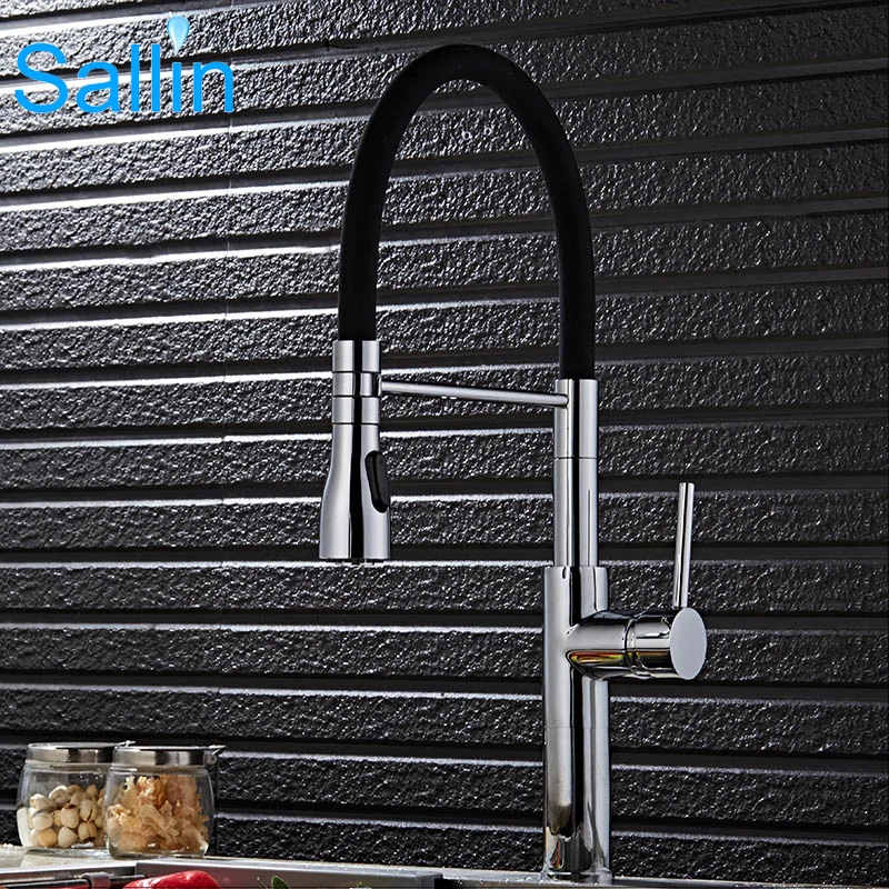 Luxury Spring Pull Down Kitchen Faucet Brushed Nickel Kitchen Water Faucet Brass Made Spray Shower Head Kitchen Faucet 3 Colors