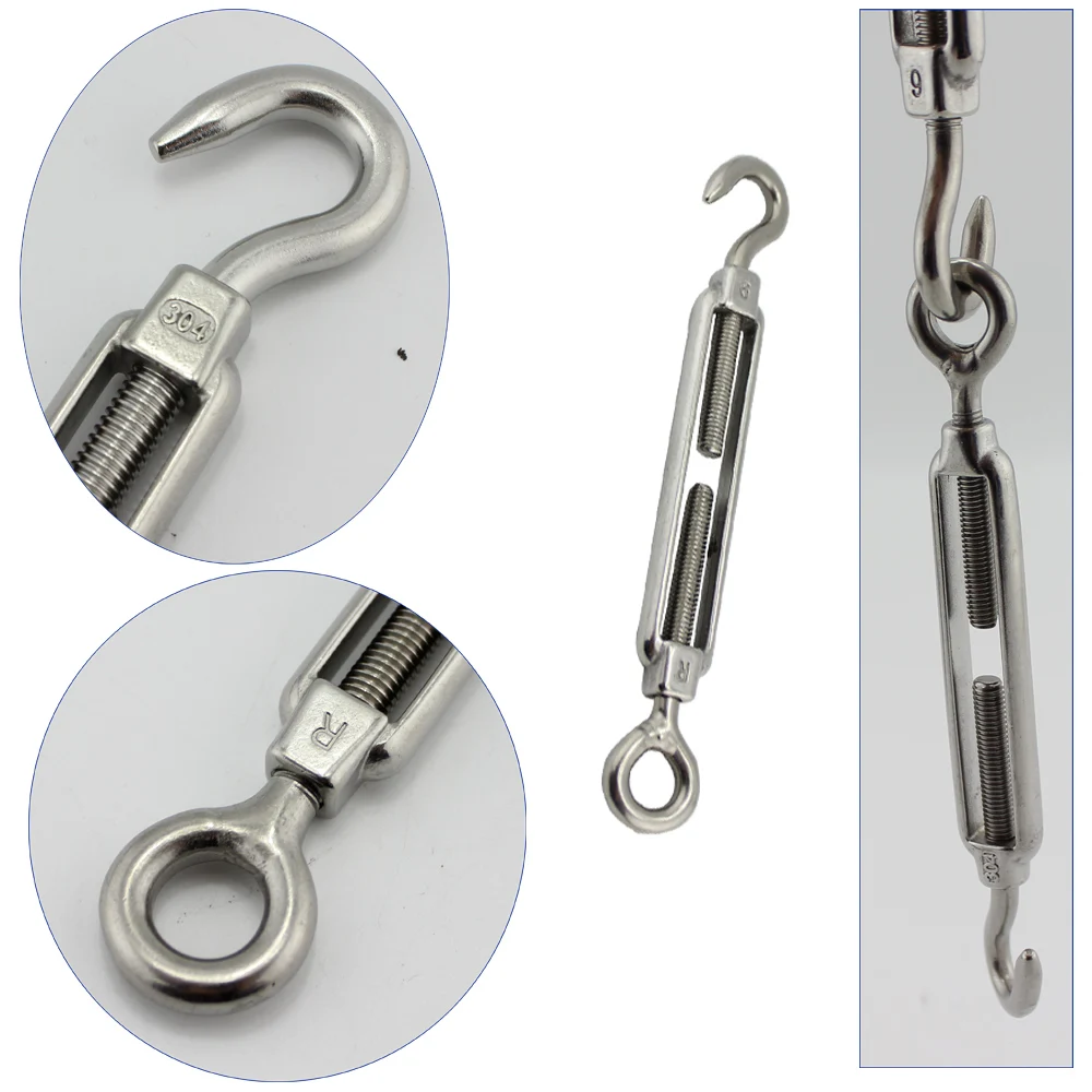 Stainless Rope Tension Hook-Eye Turnbuckle High Polished Adjustable Wire  Rope M8 Open Body Turnbuckle Sun Shade Kits 5pcs - AliExpress