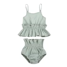 Focusnorm/топы на бретельках для новорожденных девочек 0-18 месяцев, жилет, штаны, шорты, комплекты летней одежды из 2 предметов