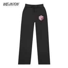 VAGROVSY Kpop черные розовые брюки для мужчин и женщин Harajuku Хип Хоп квадратный альбом хлопковые теплые брюки Kpop BLACKPINK вентиляторы спортивные брюки