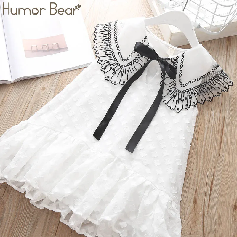 Humor Bear/летнее платье Новинка года; детская одежда для маленьких девочек платье принцессы из пряжи и тюля с отворотом вечерние apel детское Хлопковое платье