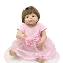 Brown Eyes 23 Inch Full Body Silicone Vinyl Baby Girls Reborn Babies Dolls Kids Birthday Xmas