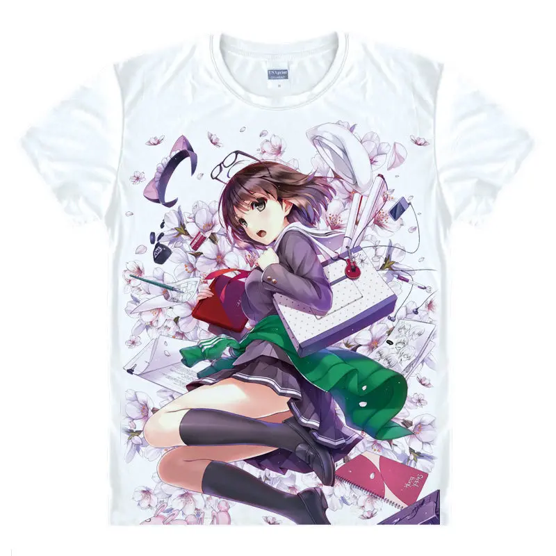Футболка Saekano Utaha Kasumigaoka модные футболки Аниме Косплей kawaii для мальчика Лолита