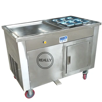 

110V/60Hz single sqaure pan fried ice cream machine with 6 cooling tanks fry ice cream roll machine shipping by express
