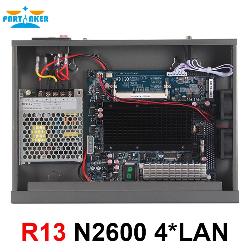 Причастником R13 4* RJ45 1000 м LAN Rack брандмауэр маршрутизатор сетевой сервер с intel N2600 безвентиляторная поддержка PFSense
