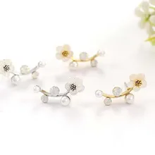 

Shell Flowers Plant Simulated Pearl Earrings Stud Simple Tree Branch Gold Silver Earrings For Women Jewelry Girl Gifts kolczyki