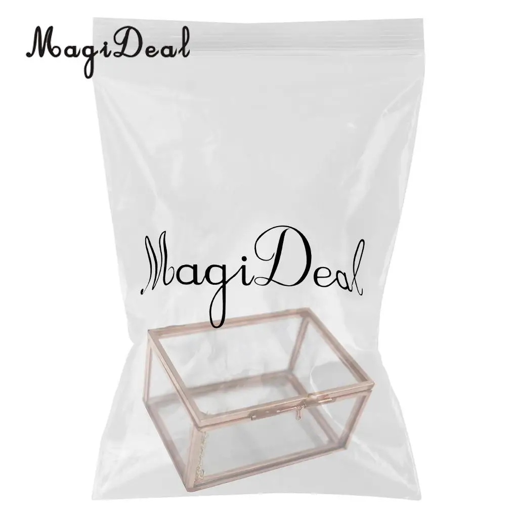 Modern Glass Metal Cuboid Geometric Terrarium Succulent Plants Planter Container Jewelry Holder Gift Favor Copper