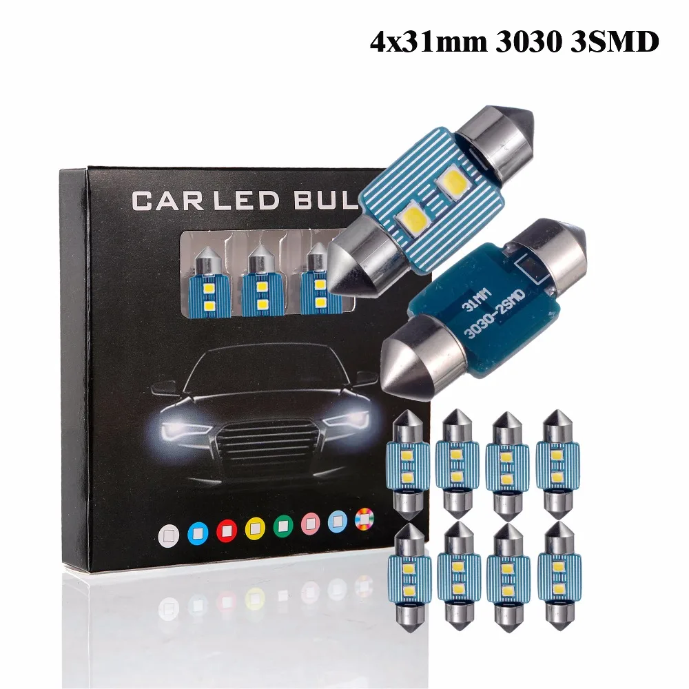 4 PCS FESTOON 31mm 36mm 39mm 42mm LED Bulb C5W CANBUS No Error DC 12V White Color 3030 3SMD Car Dome Light Auto Lamp | Автомобили и
