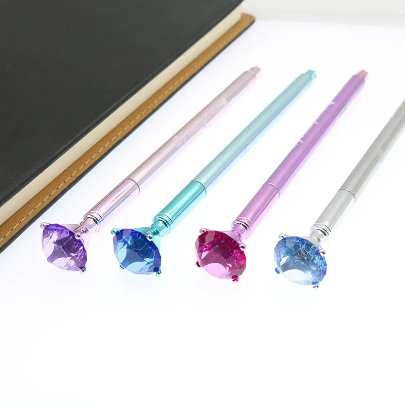 1 шт Цвет Алмазная головка кристалл жемчуг центр ручка свадебное кольцо офисное пластиковое перламутровое перо синий фиолетовый розовый серебряный