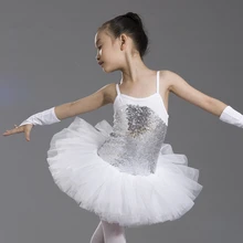 Сине-белые черный Обувь для девочек балетное платье-пачка Сияющий Блёстки лиф пять слоев сетки юбка-пачка Дети сценического танца Костюм