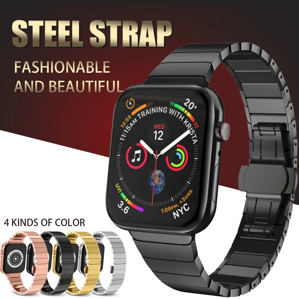Prix Bracelet En Acier inoxydable pour Apple Montre Bande 40mm 44mm Papillon Boucle En Métal Sangle pour Apple Montre Bandes 38mm 42mm Série 1 2 3 4