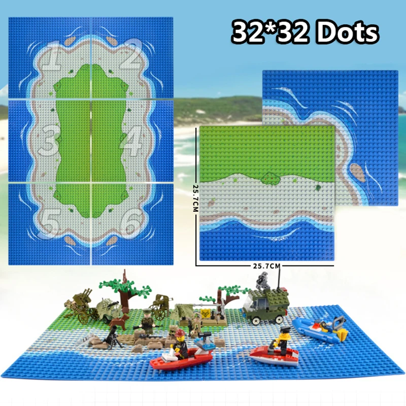 

32*32 Small Dot Seabeach Base Plate Building Blocks Compatible with LegoINGlys Blocks Sea Island Baseplate Toy for Children Gift