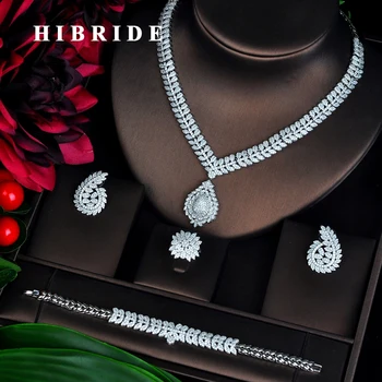 

HIBRIDE Sparkling New Design Dubai Jewelry Sets For Women Bridal Wedding Accessories Pendientes mujer moda N-705