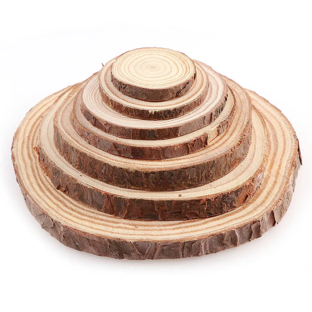 Wood slices 1 Pack 3-12cm Thick Natural Pine Round Unfinished Wood Slices Circles With Tree Bark Log Discs DIY Crafts Wedding Party Painting