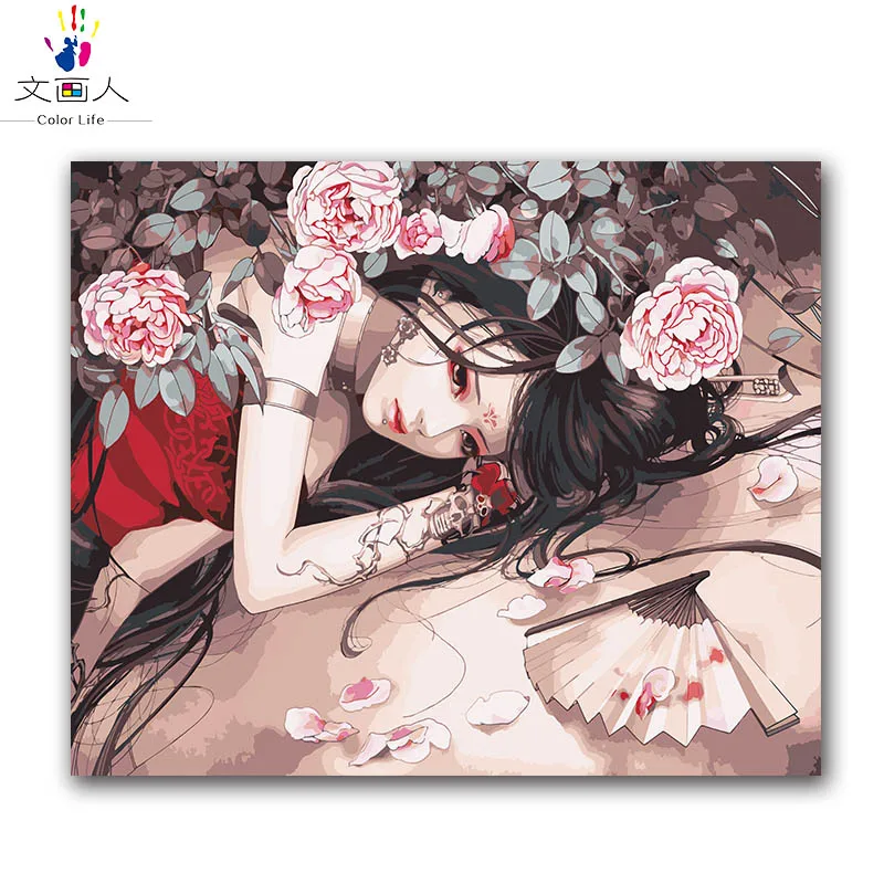 Diy раскраска живопись по номерам фигуры Древний китайский костюм аниме красота "XiuNv" картины краски по номерам с цветами - Цвет: 6350 XiuNv