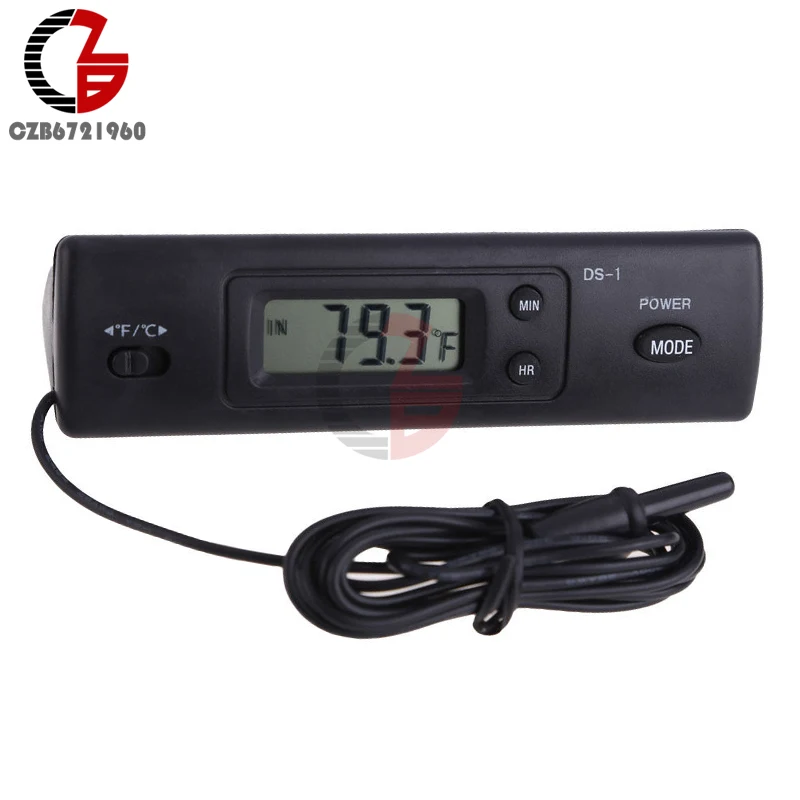 

LCD Digital Car Clock Thermometer Hygrometer Automotive Time Clock Temperature Humidity Meter Tester Detector Indoor Outdoor