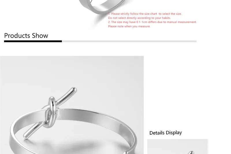 CWEEL Knot Love Bracelet Simple Open Cuff Bracelets&Bangles For Womens Girls Charms Antique Silver Color Vintage Twisted Bangle (2)