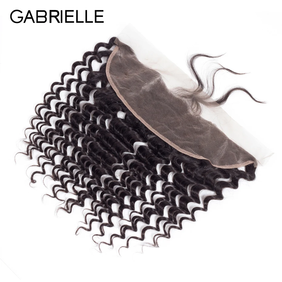 

Gabrielle 13x4 Lace Frontal Closure Free/Middle/Three Part 8-22 Inch Indian Deep Wave 100% Non Remy Human Hair Natural Color