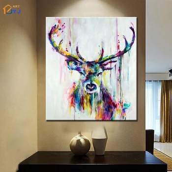 

Texture Color Elk Picture for Living Room Hand painted Modern Abstract Oil Painting On Canvas Wall Art Decor Gift No Frame SL138