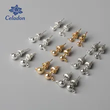 50 Sets Gold Silber Rhodium Überzogene Metall Stud Ohrring Kunststoff Ohr Einstecken Ohrring Zurück Stopper DIY Schmuck Machen Zubehör