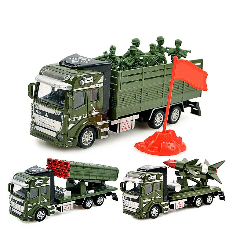 

1:48 Children's Toy Return Alloy Die Casting Military Vehicle Model Simulation Boy Toy Gift for Missile Rocket Transport Vehicle