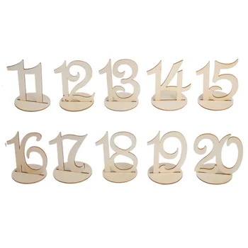 

10pc 11-20 Wooden Table Numbers Set with Base Birthday Wedding Party Decor Gifts