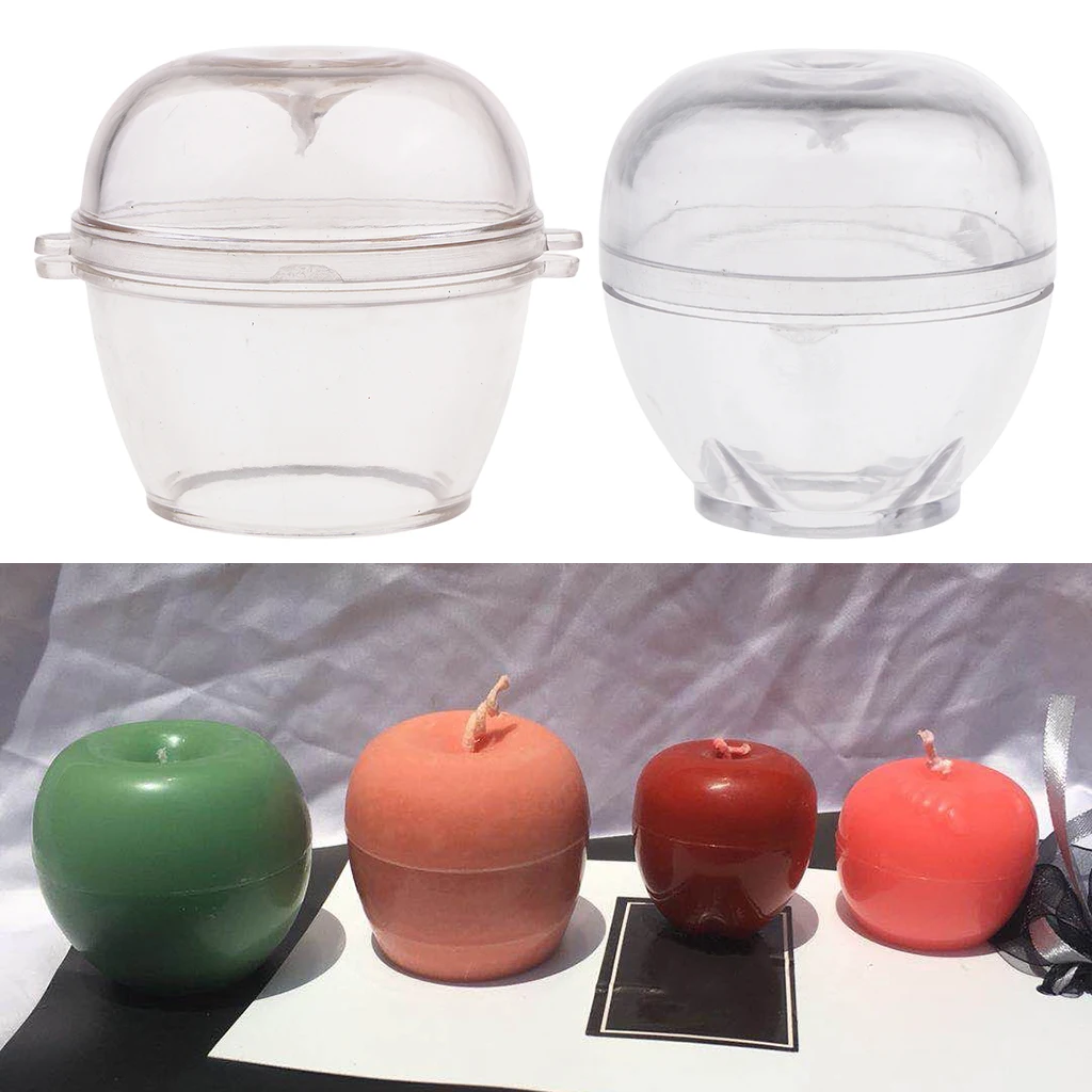 2 Set Plastic Apple Shaped Candle Making Mold Soap Mould for DIY Dried Flower Candle Wedding Party Scented Candles