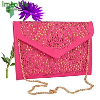 

FACTORY SALE women shoulder bags party chain bags for girl Vintage cut Hollow Out envelope bag female lady evening small purses