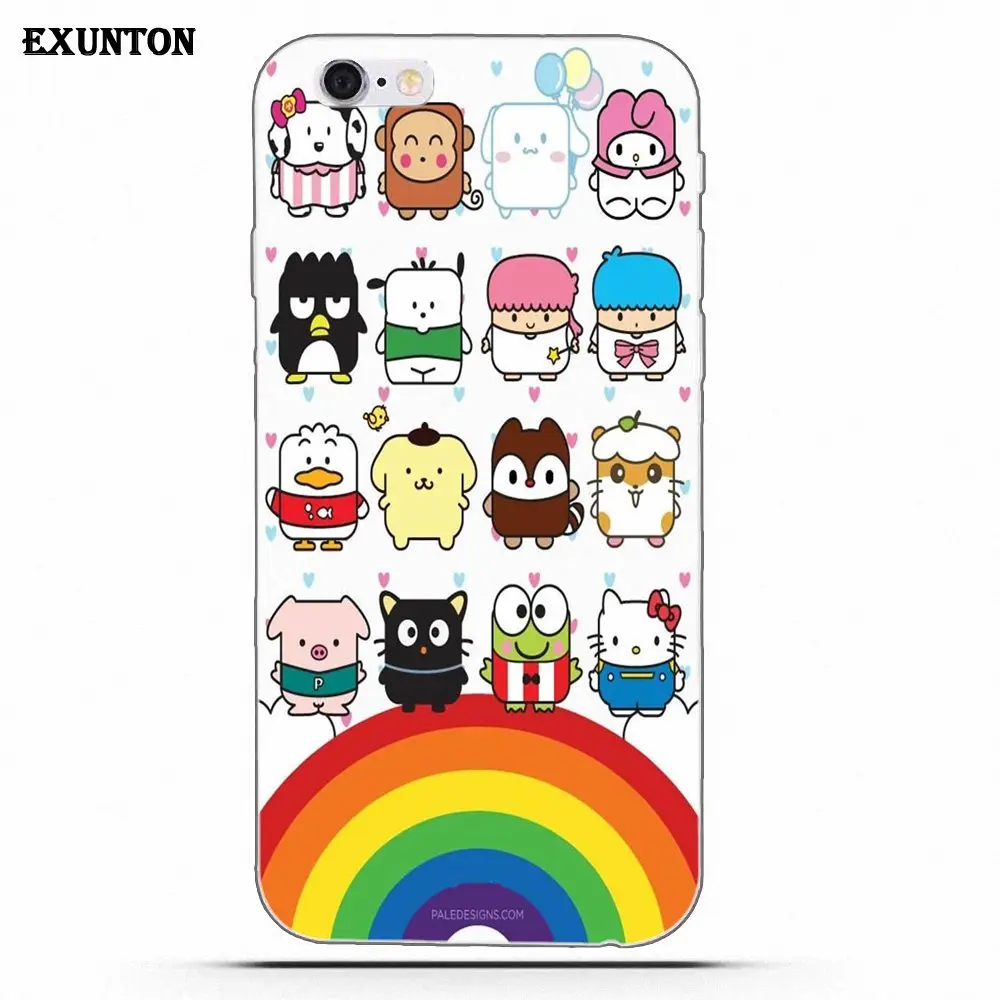 Персонажи Sanrio для Apple iPhone 4 4S 5 5C SE 6 6S 7 8 Plus X Мягкий ТПУ чехол