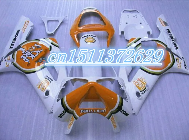

Bo Motorcycle parts fairing kit for Kawasaki 2003 2004 ZX6R 636 Ninja white orange LUCKY STRIKE 03 04 aftermarket Fairings set