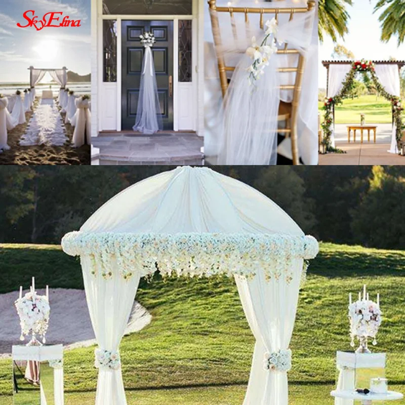 

5/10meter/lot Organza Yarn Tulle Roll Sheer Crystal tulle Fabric Event Party Supplies for Wedding Decoration party width 48cm 5z