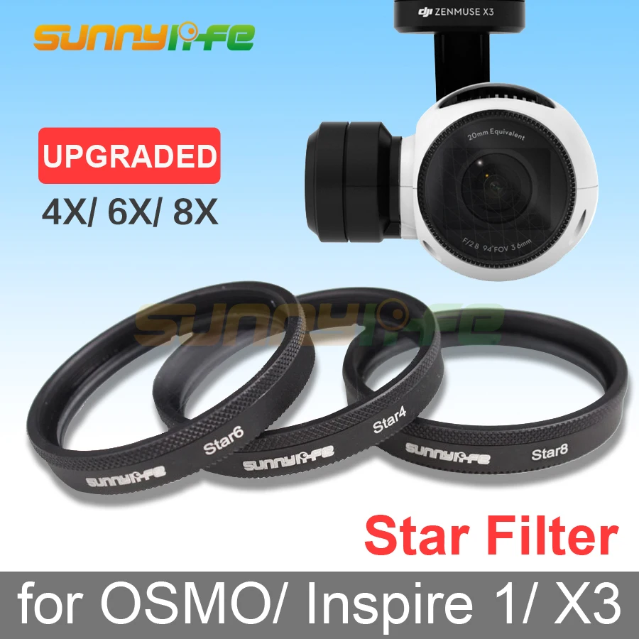1 Pc Sunnylife Lens Filter 4X 6X 8X Star Filtro Filtro Notte 4-Point 6-Punto 8- Punto Di X3 Filtro Per Dji Osmo/Osmo +/Inspire 1