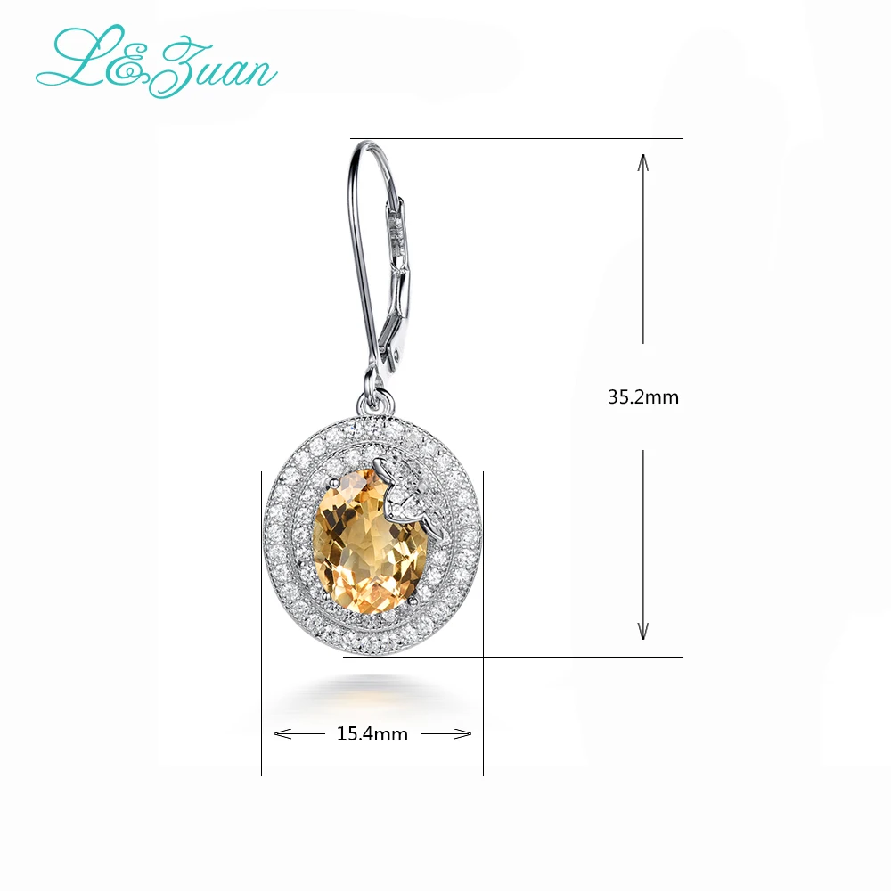 

I&zuan S925 Silver Sterling Jewelry Drop Earings 4.66ct Natural Yellow Citrine Romantic Earrings Fine Jewelry