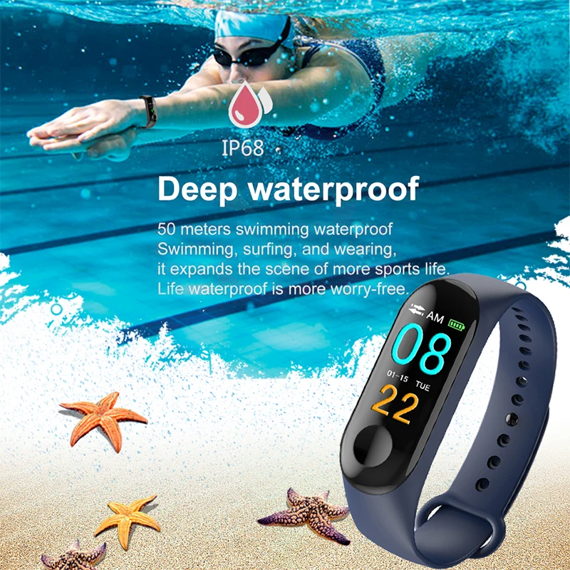 Men Sport Watch Blood Pressure Heart Rate Monitor Smart Watch Women LED Color Touch Screen Fitness SmartWatch For Android ios